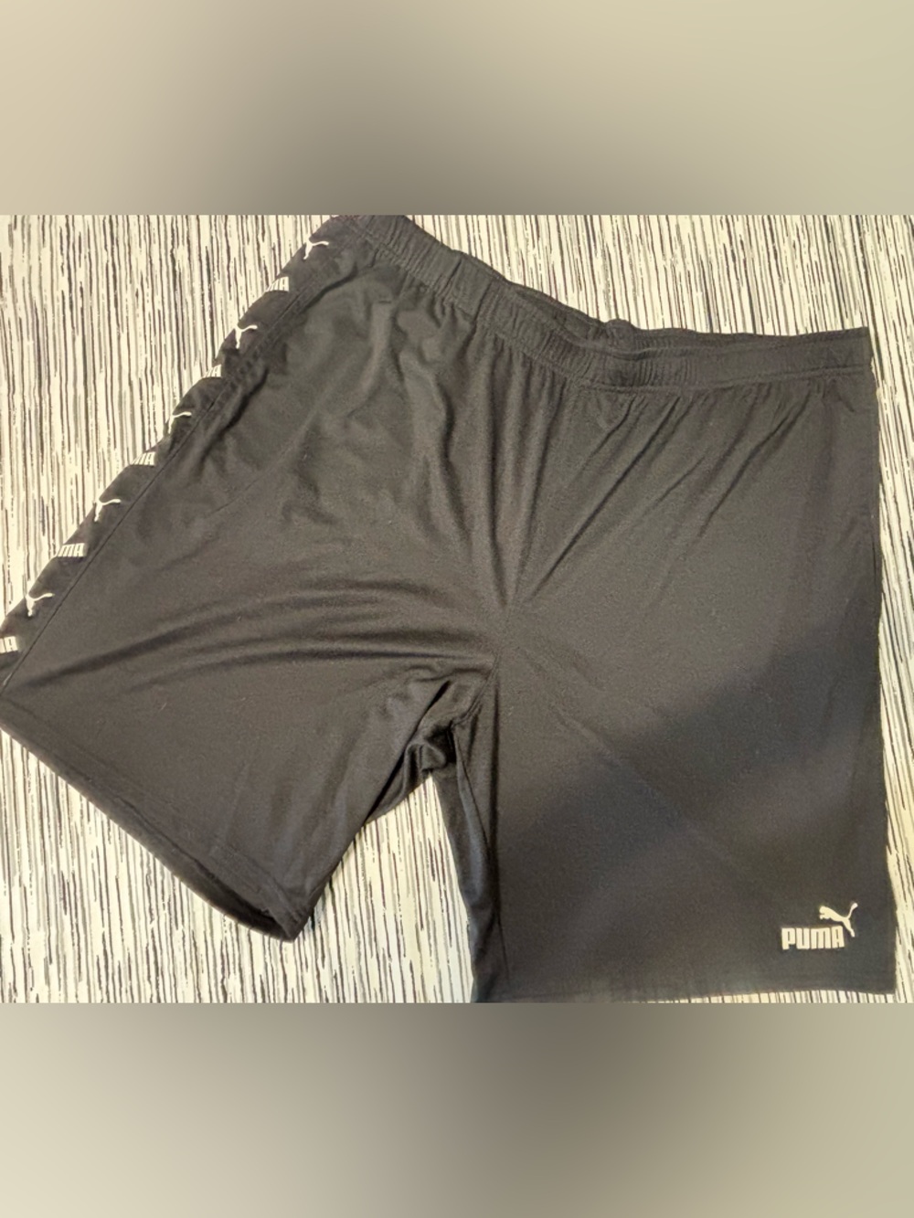 Men’s Puma Black Performance Shorts with White Logo Trim